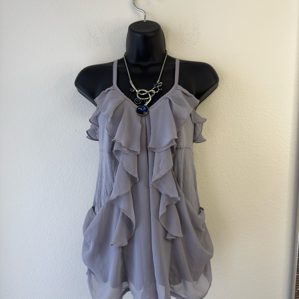 Express Lavender Ruffle Chiffon Camisole - Picture 2 of 4